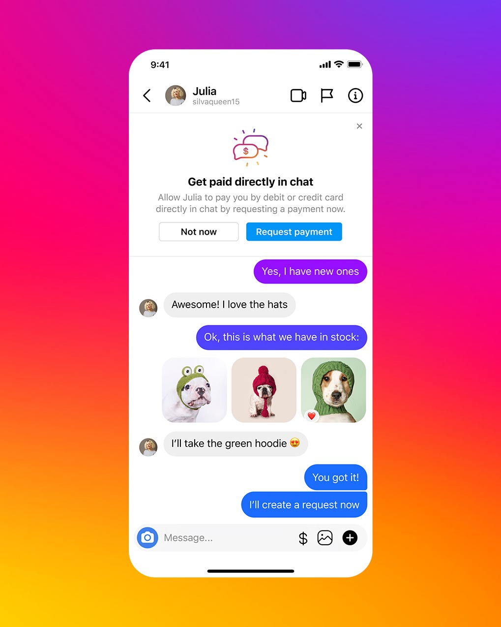 Instagram Payments in Chat
