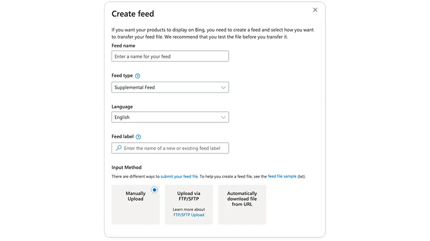 Microsoft マーチャントセンター向け補助フィード