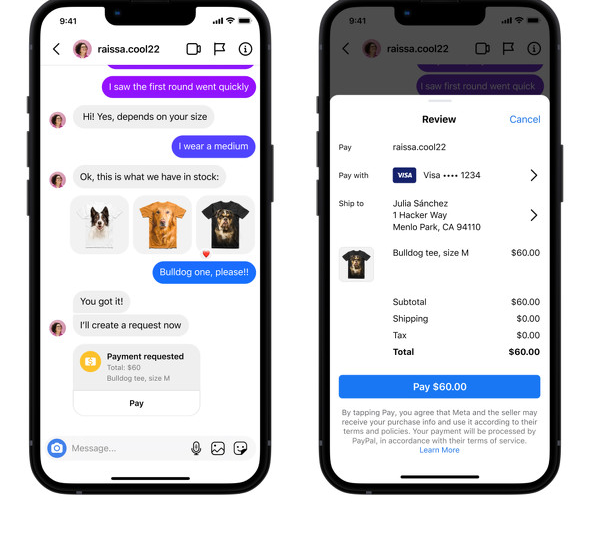 Instagram Payments in Chat 画面