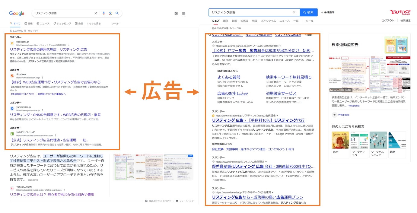 リスティング広告表示例